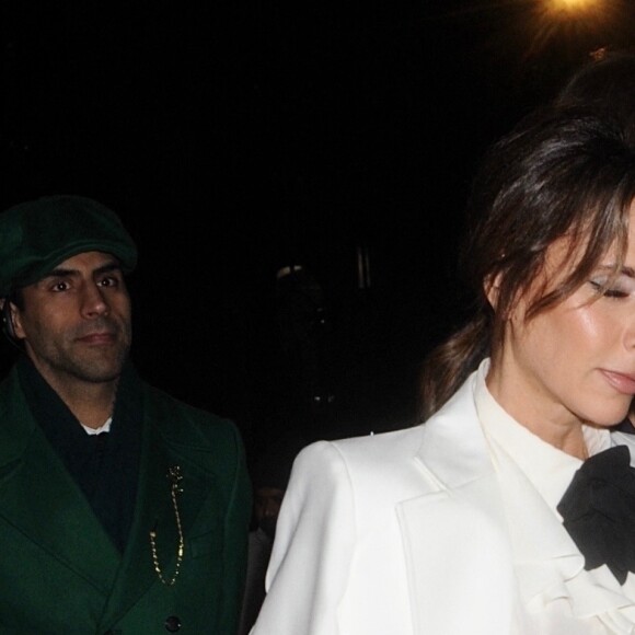 Victoria Beckham - Arrivées et sorties au club Annabels après la soirée "The British Vogue And Tiffany & Co. Fashion And Film Party" à Londres. Le 2 février 2020 