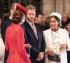 Catherine Kate Middleton, duchesse de Cambridge, le prince William, duc de Cambridge, le prince Harry, duc de Sussex, Meghan Markle, enceinte, duchesse de Sussex lors de la messe en l'honneur de la journée du Commonwealth à l'abbaye de Westminster à Londres