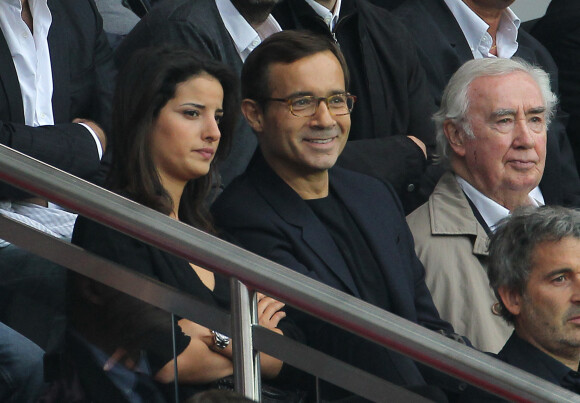Jean-Luc Delarue et sa compagne Anissa - People au match de foot PSG Nice au Parc des Princes 