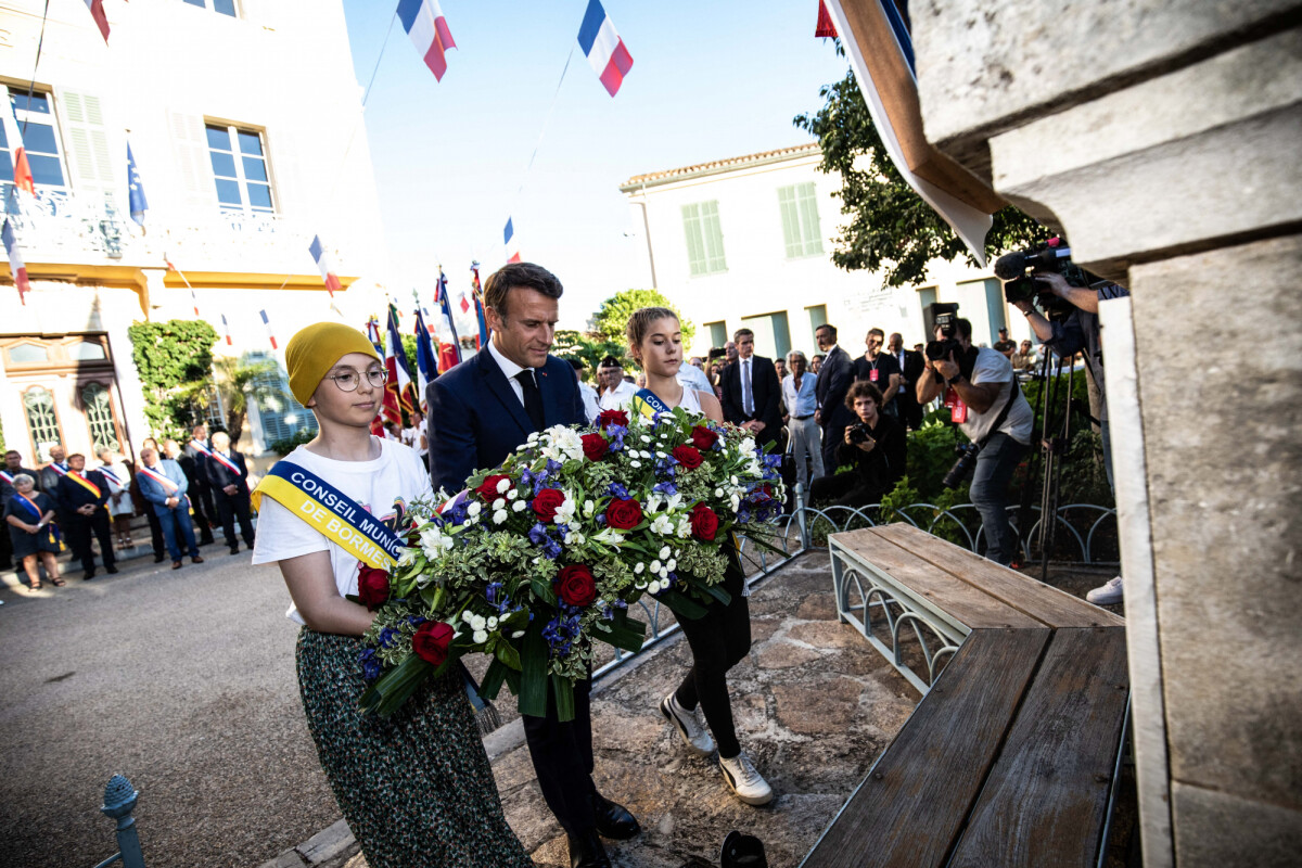 Photo Emmanuel Macron Le président de la République française lors de la commémoration du