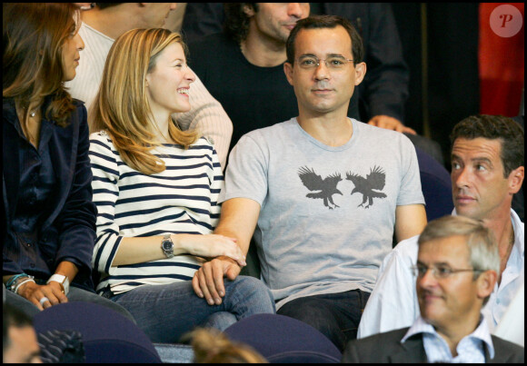 Jean-Luc Delarue et sa compagne Elisabeth Bost - Match OM - PSG au Parc des Princes. © Guillaume Gaffiot/Bestimage