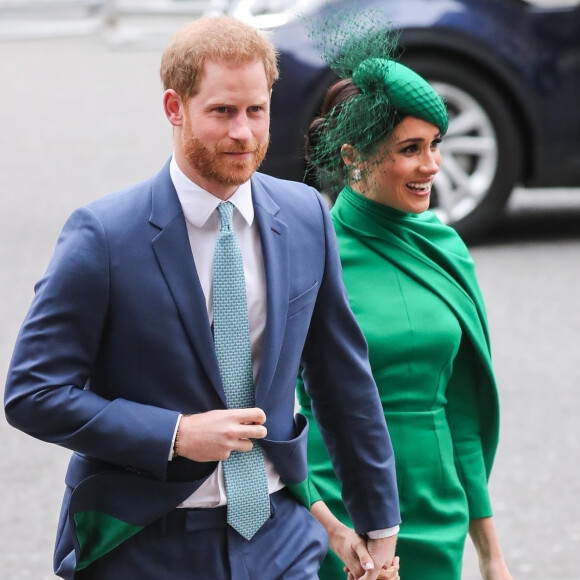 Le prince Harry, duc de Sussex, et Meghan Markle, duchesse de Sussex - La famille royale d'Angleterre à la sortie de la cérémonie du Commonwealth en l'abbaye de Westminster à Londres, le 9 mars 2020.