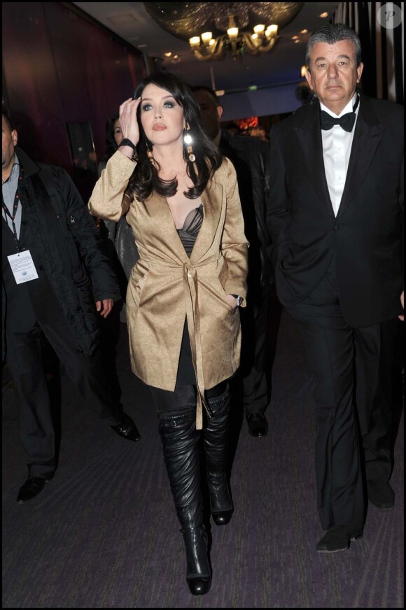 Tarak Ben Ammar et Isabelle Adjani sacrée meilleure actrice aux Globes de Cristal, à Paris, le 8 février 2010 !