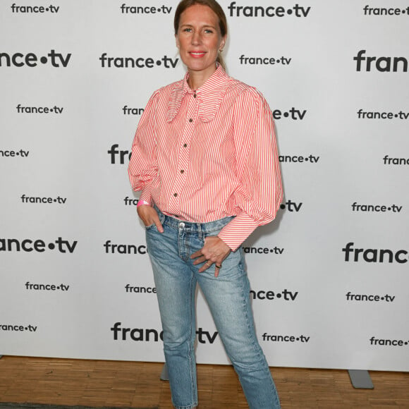 Agathe Lecaron au photocall pour la conférence de presse de rentrée de France TV à la Grande Halle de la Villette à Paris, France, le 6 juillet 2022. © Coadic Guirec/Bestimage 