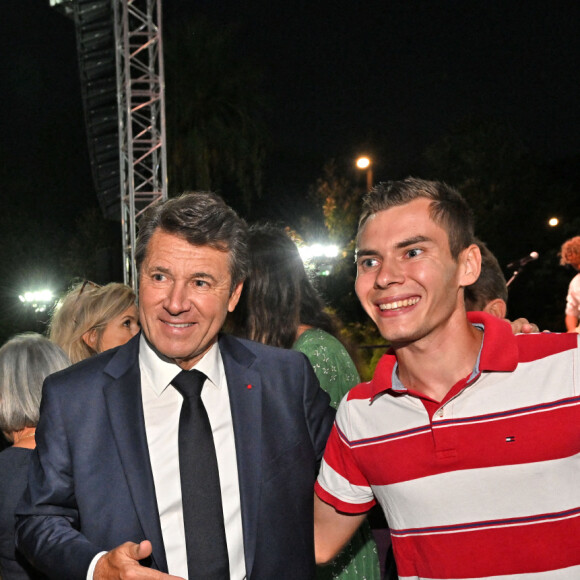 Christian Estrosi, le maire de Nice, durant "Lou Festin Nissart", un diner amical et convivial autour du maire, au jardin Albert 1er sur la Coulée Verte à Nice le 2 septembre 2022. © Bruno Bebert/Bestimage 