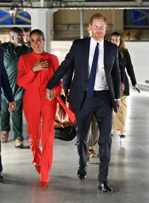Le prince Harry, duc de Sussex et Meghan Markle, duchesse de Sussex, arrivent au "One Young World Summit" à Manchester