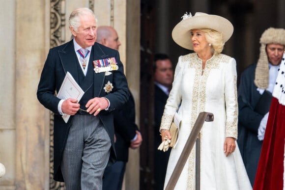 Le prince Charles, prince de Galles, et Camilla Parker Bowles, duchesse de Cornouailles - Les membres de la famille royale et les invités lors de la messe célébrée à la cathédrale Saint-Paul de Londres, dans le cadre du jubilé de platine (70 ans de règne) de la reine Elisabeth II d'Angleterre. Londres, le 3 juin 2022. 
