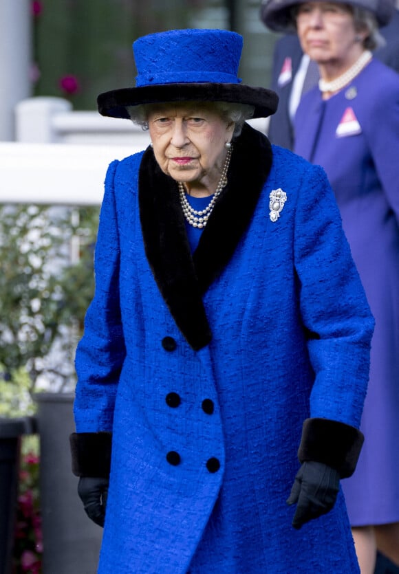 La reine Elizabeth II d'Angleterre lors des Champions Day à Ascot. Le 16 octobre 2021.
