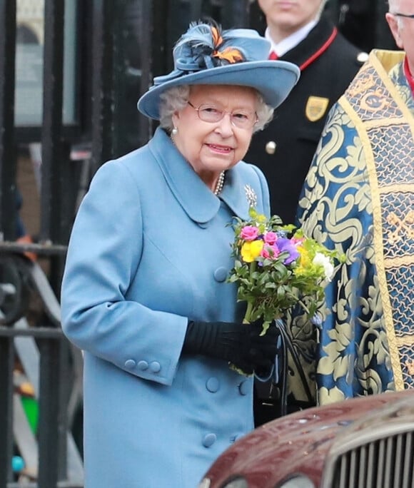 La reine Elizabeth II d'Angleterrz - La famille royale d'Angleterre lors de la cérémonie du Commonwealth en l'abbaye de Westminster à Londres le 9 mars 2020.