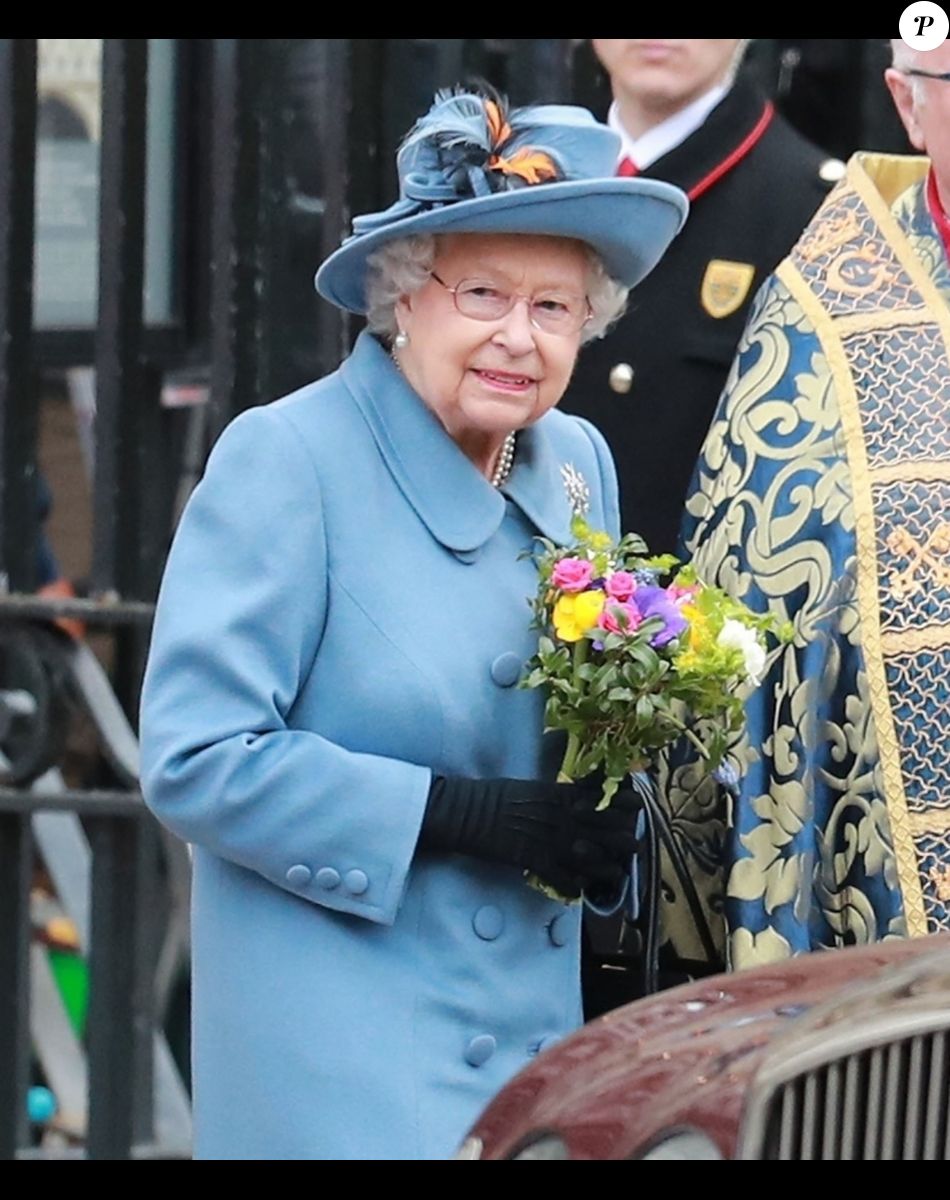 La reine Elizabeth II d'Angleterrz - La famille royale d'Angleterre lors de la cérémonie du Commonwealth en l'abbaye de Westminster à Londres le 9 mars 2020.