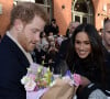 Le prince Harry et sa fiancée Meghan Markle arrivent au "Nottingham Contemporary" pour la journée mondiale de la lutte contre le Sida à Nottingham à l'occasion de leur première visite officielle depuis leurs Fiançailles à Nottingham le 1er decembre 2017. 