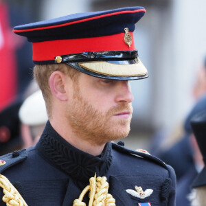 Le prince Harry, duc de Sussex, à l'abbaye de Westminster pour les commémorations du Souvenir à Londres. Le 8 novembre 2018 