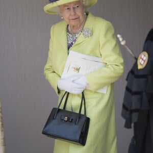 La reine Elisabeth II d'Angleterre - Les invités arrivent à la chapelle St. George pour le mariage du prince Harry et de Meghan Markle au château de Windsor, Royaume Uni, le 19 mai 2018. 