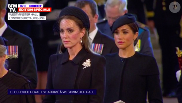 Capture de Kate Middleton lors de la procession du cercueil d'Elizabeth II vers le palais de Westminster.