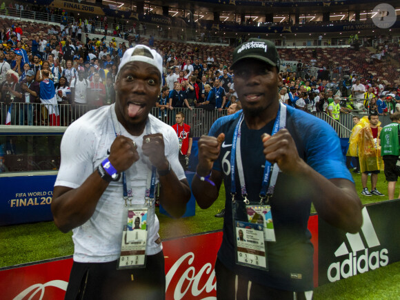 Les frères Pogba, Florentin Pogba et Mathias Pogba - Finale de la Coupe du Monde de Football 2018 en Russie à Moscou, opposant la France à la Croatie (4-2) le 15 juillet 2018 © Moreau-Perusseau / Bestimage 