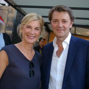 Michèle Laroque et François Baroin dans le village du tour de France à Troyes le 7 juillet 2017. © Fabien Faure / Bestimage