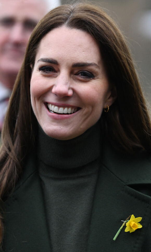 Kate Middleton, duchesse de Cambridge, en déplacement dans la ville de Blaenavon au Pays de Galles, à l'occasion du "St David's Day". Le 1er mars 2022