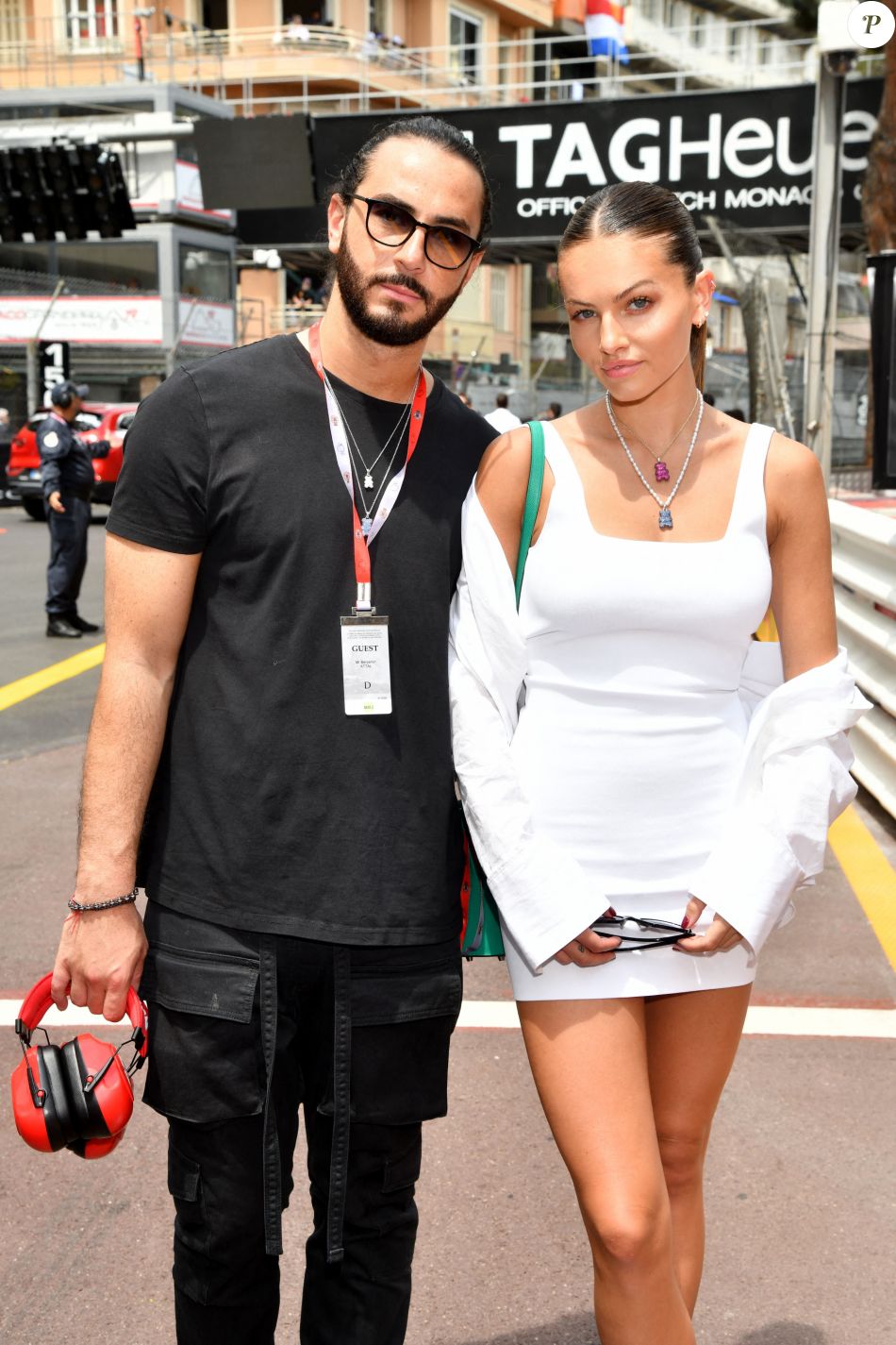 Thylane Blondeau et son fiancé Benjamin Attal lors du Grand Prix de