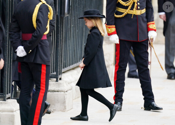 La princesse Charlotte arrive aux funérailles de la reine Elizabeth II le 19 septembre 2022 à l'abbaye de Westminster à Londres Photo : Andrew Milligan/PA Wire.