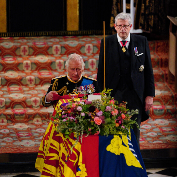 Le roi Charles III d'Angleterre - Cérémonie funèbre en La Chapelle Saint-Georges en présence des 15 Premiers ministres des royaumes qui ont exercé pendant les 70 ans de règne de la reine Elizabeth II d'Angleterre. © Ben Birchall / Bestimage 