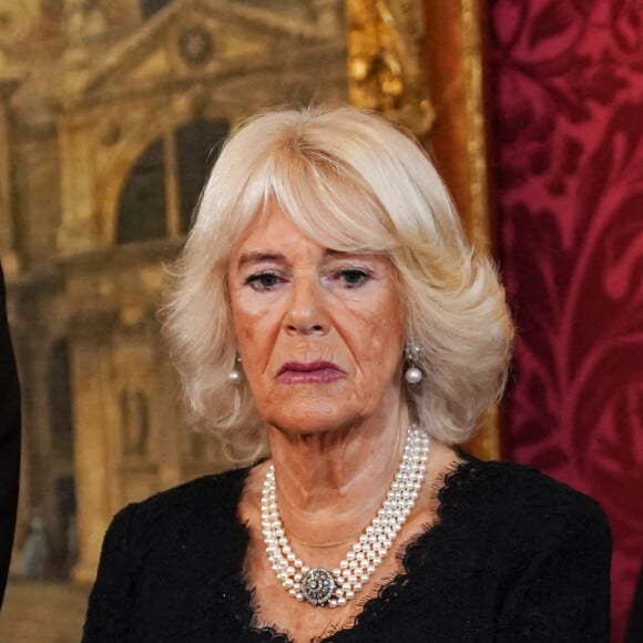 Le prince William, prince de Galles, la reine consort Camilla Parker Bowles, Penny Mordaunt - Personnalités lors de la cérémonie du Conseil d'Accession au palais Saint-James à Londres, pour la proclamation du roi Charles III d'Angleterre.