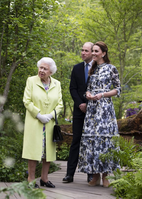 Le prince William, duc de Cambridge, et Catherine (Kate) Middleton, duchesse de Cambridge et la reine Elisabeth II d'Angleterre - La famille royale d'Angleterre se rend au Chelsea Flower Show, Londres, le 20 mai 2019. 