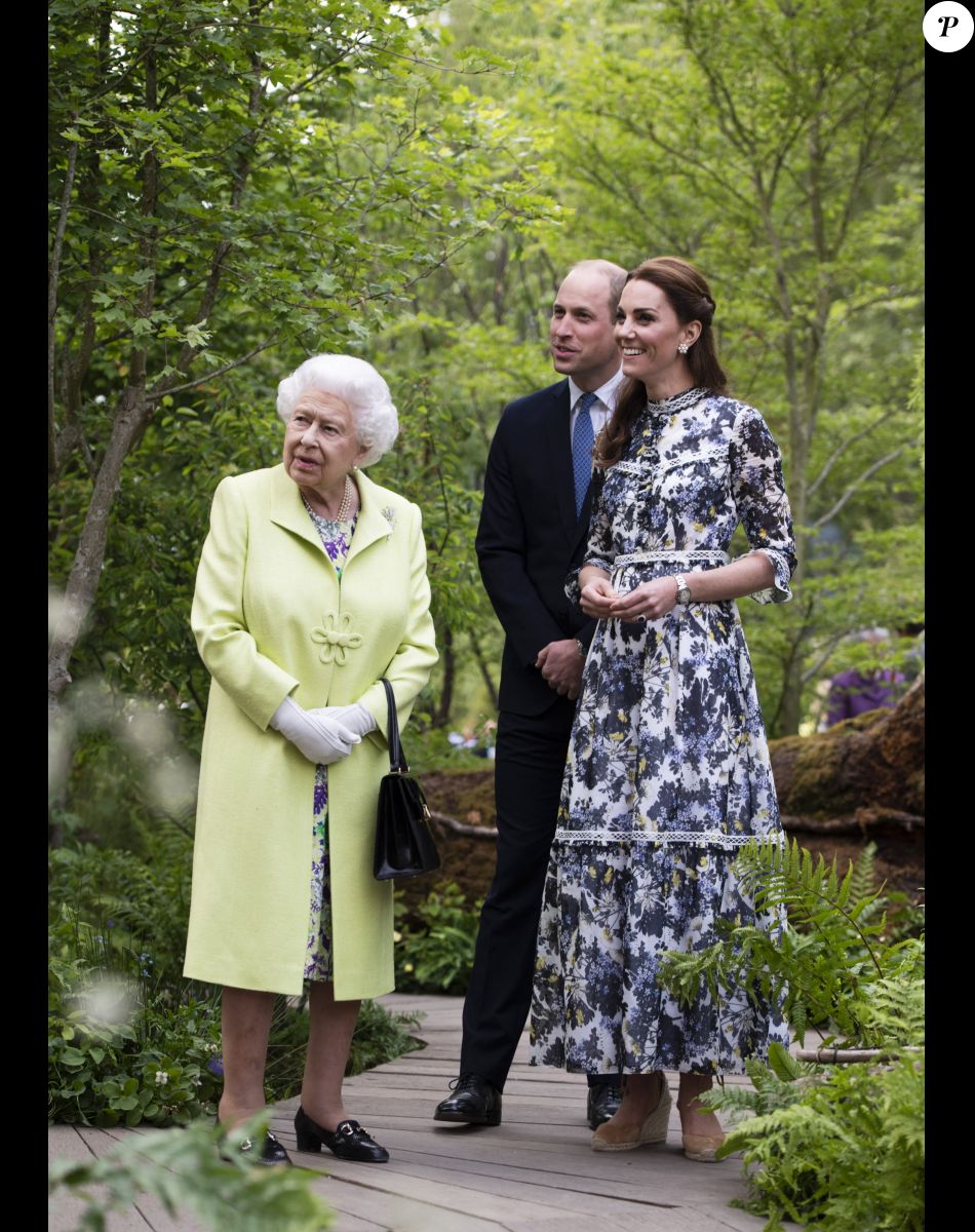 Le prince William, duc de Cambridge, et Catherine (Kate) Middleton, duchesse de Cambridge et la reine Elisabeth II d'Angleterre - La famille royale d'Angleterre se rend au Chelsea Flower Show, Londres, le 20 mai 2019.