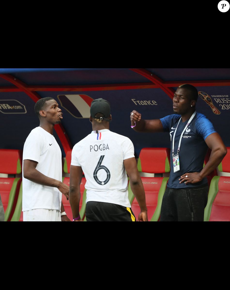 Paul Pogba et ses frères Florentin Pogba et Mathias Pogba - Célébrités dans les tribunes opposant la France à l'Argentine lors des 8ème de finale de la Coupe du monde à Kazan en Russie le 30 juin 2018 © Cyril Moreau/Bestimage