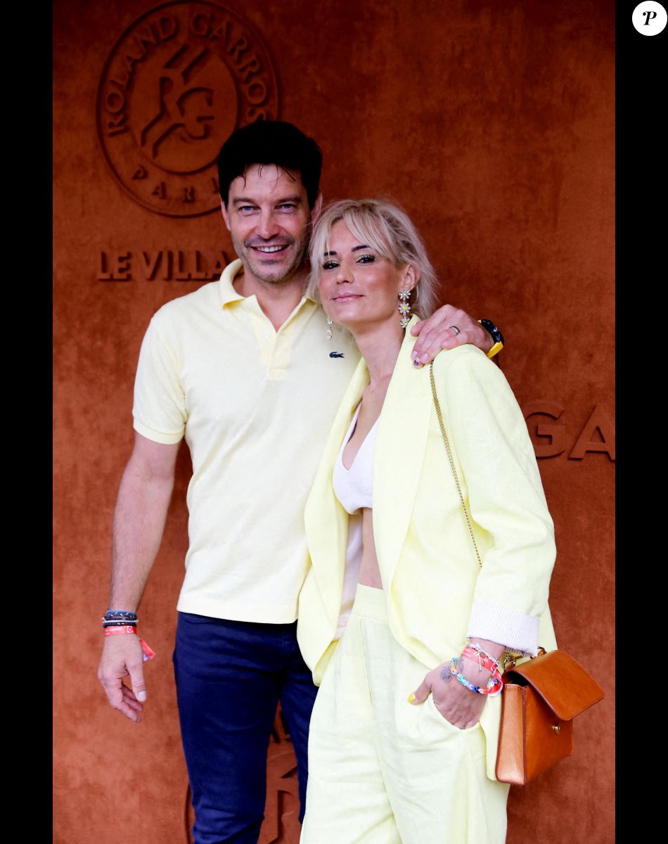 Elodie Gossuin et son mari Bertrand Lacherie au village lors des Internationaux de France de Tennis de Roland Garros 2022 à Paris, France, le 5 juin 2022. © Dominique Jacovides/Bestimage
