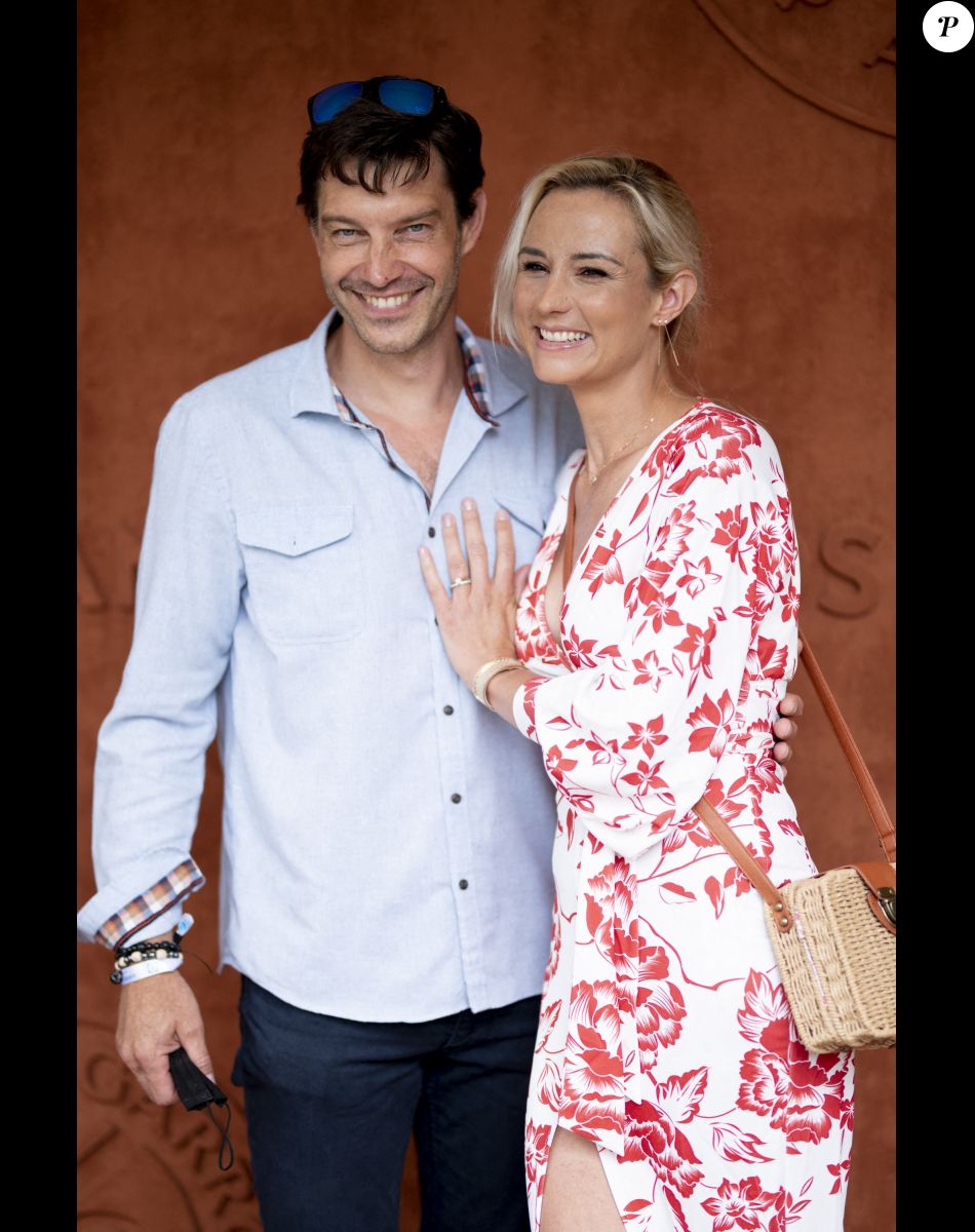 Elodie Gossuin et son mari Bertrand Lacherie au village lors des internationaux de France à Roland Garros le 12 juin 2021. © JB Autissier / Panoramic / Bestimage