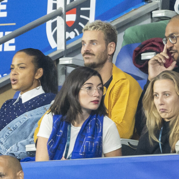 M. Pokora (Matt Pokora), sa femme Christina Milian assistent au match de la 5ème et avant-dernière journée de Ligue des nations entre la France et l'Autriche (2-0) au Stade de France à Saint-Denis le 22 septembre 2022. 