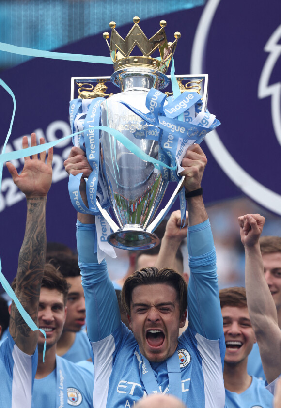 Jack Grealish : Manchester City sacré champion d'Angleterre lors de la dernière journée le 22 mai 2022 (Credit Image: © Darren Staples/Sportimage/Cal Sport Media)