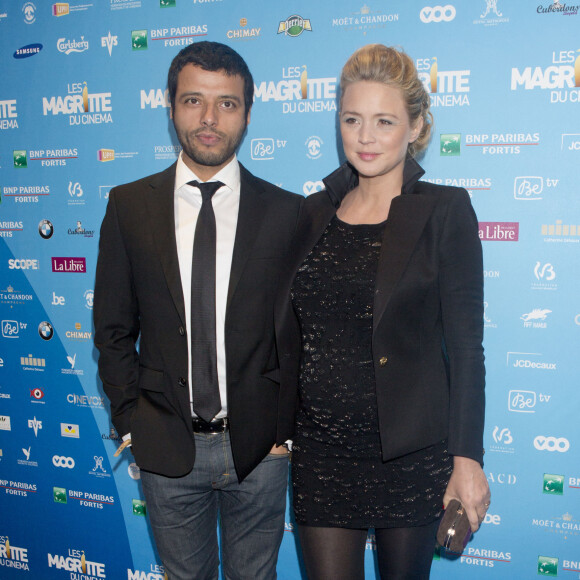 Virginie Efira enceinte (pochette de caroline de Marchi) et son compagnon Mabrouk El Mechri - 3eme Ceremonie des "Magritte du cinema 2013" a Bruxelles en Belgique.