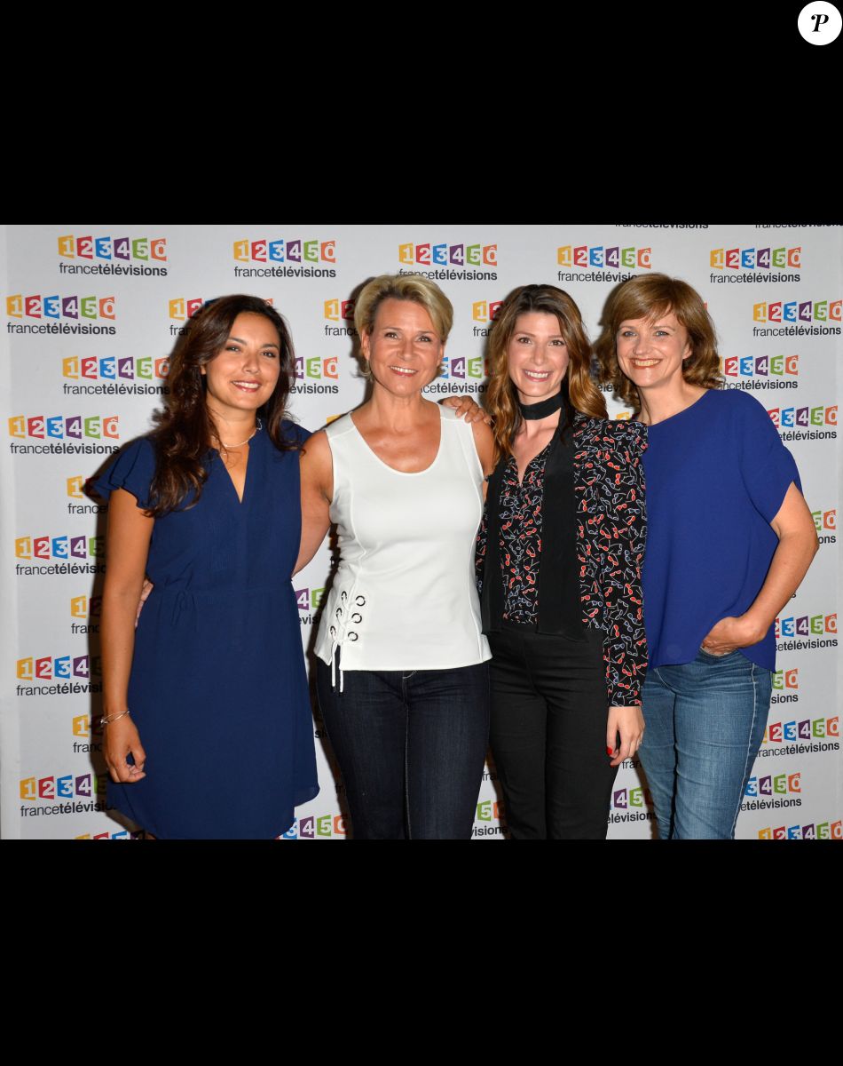 Anaïs Baydemir, Nathalie Rihouet, Chloé Nabédian, Valérie Maurice lors du photocall de la présentation de la nouvelle dynamique 2017-2018 de France Télévisions. Paris, le 5 juillet 2017. © Guirec Coadic/Bestimage
