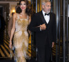 George Clooney et sa femme Amal Clooney à la sortie de leur hôtel à New York, le 29 septembre 2022. 