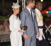 Le prince Harry, duc de Sussex et sa femme Meghan Markle, duchesse de Sussex (enceinte) lors d'une cérémonie aux îles Fidji au Albert Park dans le cadre de leur voyage officiel, le 23 octobre 2018. 