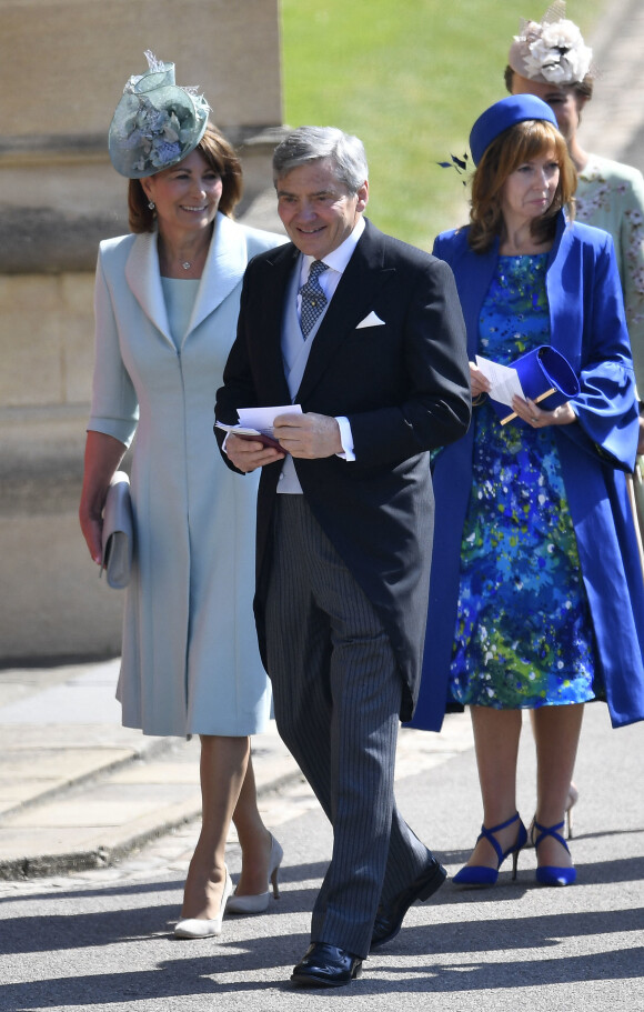 Michael and Carole Middleton - Les invités arrivent à la chapelle St. George pour le mariage du prince Harry et de Meghan Markle au château de Windsor, Royaume Uni, le 19 mai 2018. 