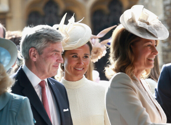 Michael Middleton, Pippa Middleton et Carole Middleton - Sorties après le baptême de la princesse Charlotte de Cambridge à l'église St. Mary Magdalene à Sandringham, le 5 juillet 2015. 