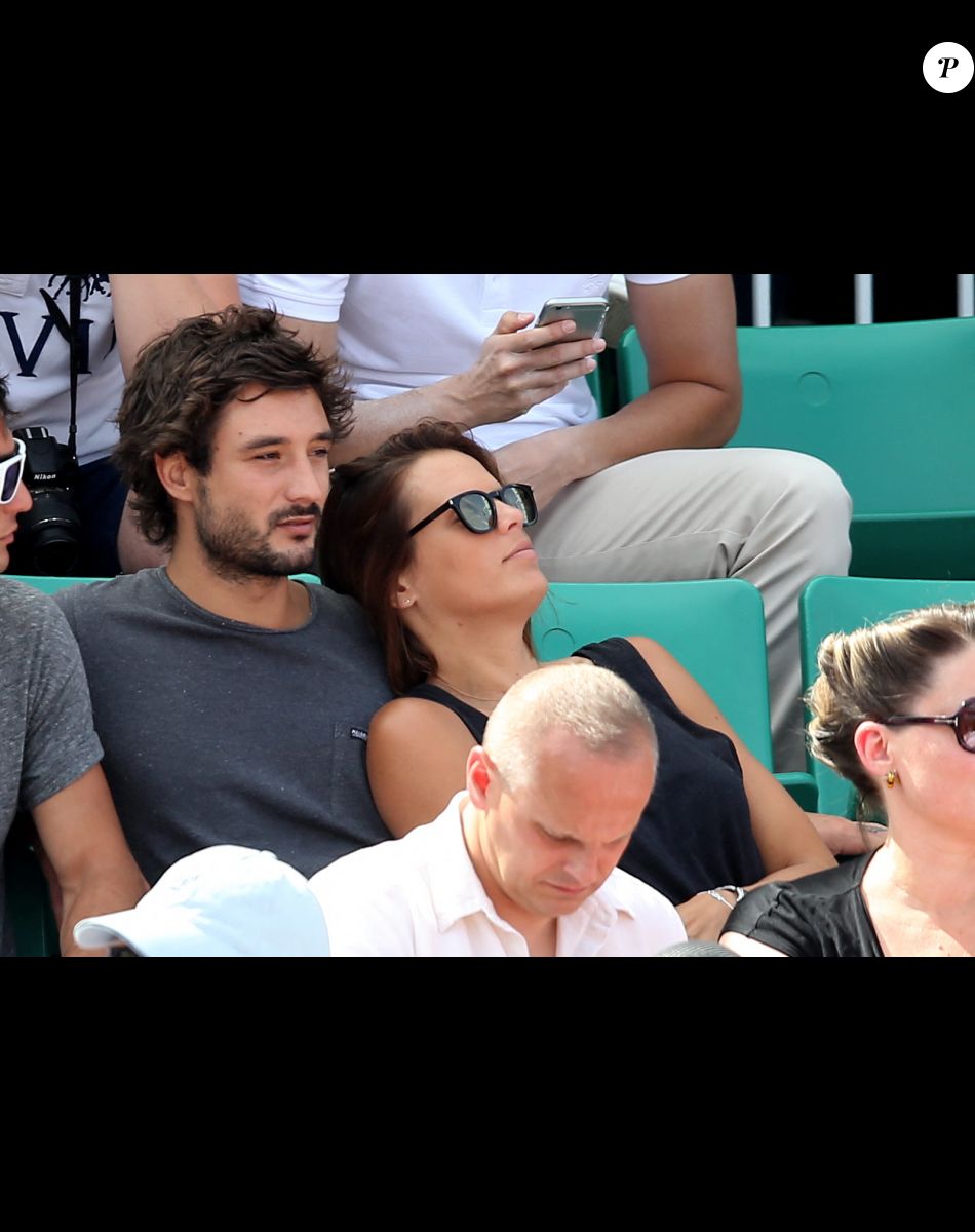 Laure Manaudou et Jérémy Frérot (du groupe Fréro Delavega) - People dans les tribunes lors de la finale des Internationaux de tennis de Roland-Garros à Paris, le 7 juin 2015.