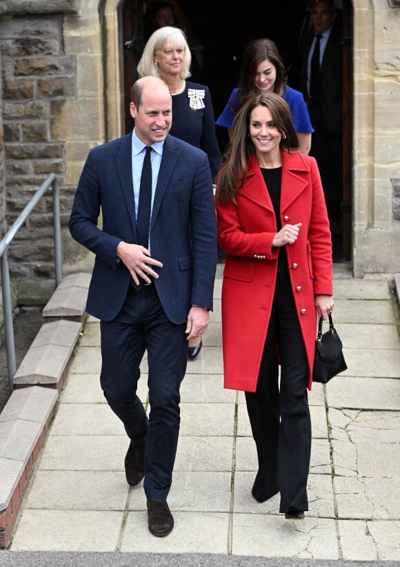 Le prince William, prince de Galles, et Kate Middleton lors de leur visite à l'église St Thomas à Swansea, Royaume Uni, le 27 septembre 2022.