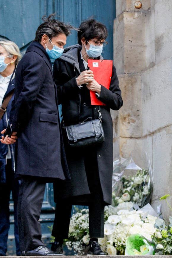 Gautier Capuçon, Marie-Claude Pietragalla - Arrivées aux obsèques du danseur étoile Patrick Dupond en l'église Saint-Roch à Paris, le 11 mars 2021.