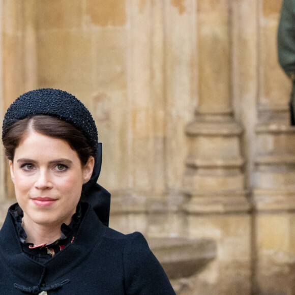 La princesse Eugenie d'York et son mari Jack Brooksbank lors du service d'action de grâce en hommage au prince Philip, duc d'Edimbourg, à l'abbaye de Westminster à Londres, Royaume Uni, le 29 mars 2022. Le prince Philip, duc d'Edimbourg, est décédé le 9 avril 2021. 
