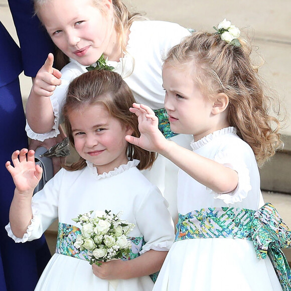 Savannah Philips, la princesse Charlotte de Cambridge, Maud Windsor - Cérémonie de mariage de la princesse Eugenie d'York et Jack Brooksbank en la chapelle Saint-George au château de Windsor le 12 octobre 2018. 