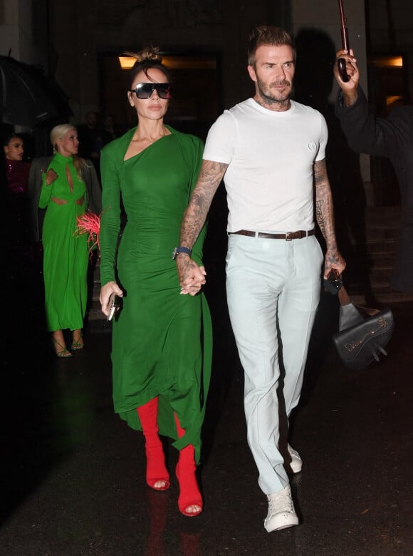 David Beckham et sa femme Victoria Beckham - Sorties de l'after party du défilé Victoria Beckham lors de la Fashion Week de Paris (PFW), France, le 30 septembre 2022. 
