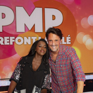 Exclusif - Vincent Cerutti et sa compagne Hapsatou Sy - Première émission "TPMP Elles refont la télé", une version féminine de "Touche pas à mon poste !" sur C8 présentée par H. Sy à Paris. C. Hanouna a donné carte blanche à H. Sy pour cette émission mensuelle. Elle réunit autour d'elle une équipe 100% féminine pour passer en revue l'actualité et mettre à l'honneur toutes les femmes qui ont fait le buzz et marqué l'actualité du mois. V. Cerrutti, le compagnon d'H. Sy est venue la soutenir. Le 25 septembre 2020. © Jack Tribeca/Bestimage 