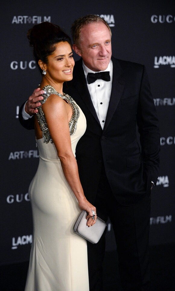 Salma Hayek et son mari Francois-Henri Pinault - Soirée "LACMA Art + Film Gala" à Los Angeles le 1er novembre 2014.