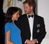 Le prince Harry, duc de Sussex, et Meghan Markle, duchesse de Sussex (enceinte) arrivent au dîner d'Etat donné en leur honneur à Suva, Îles Fidji.