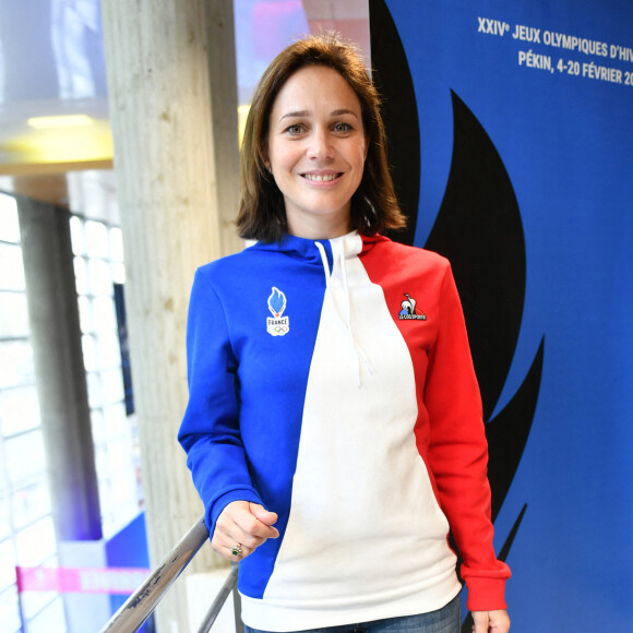 Nathalie Péchalat - Diffusion de la cérémonie d'ouverture des jeux olympiques de Pékin 2022. © Veeren / Bestimage au Club France à la maison du sport français à Paris le 5 février 2022. © Veeren / Bestimage