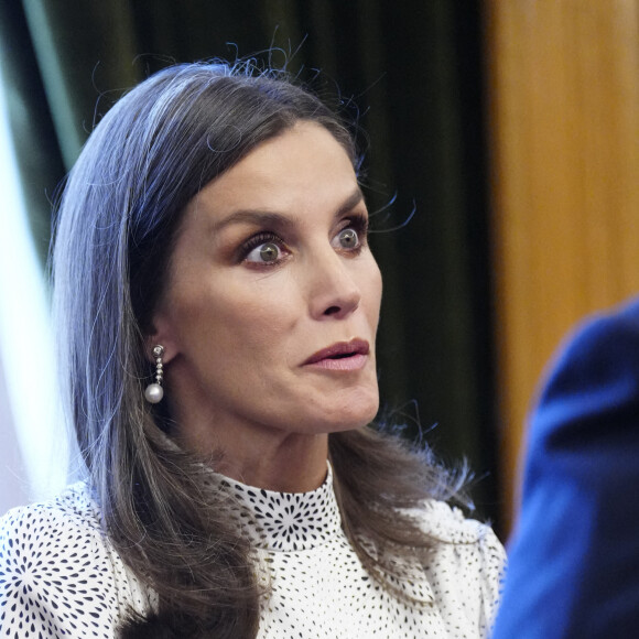La reine Letizia d'Espagne reçoit les lauréats du 30ème Prix Princesse des Asturies à l'hôtel Reconquista à Oviedo, Espagne, le 28 octobre 2022. 