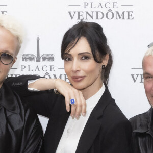 Guillaume Genton, Géraldine Maillet, Benjamin Castaldi - Présentation à l'Hotel Ritz, de la collection de Joaillerie de la marque Place Vendôme, dessinée par G.Maillet à Paris le 9 mars 2022. © Jack Tribeca / Bestimage 